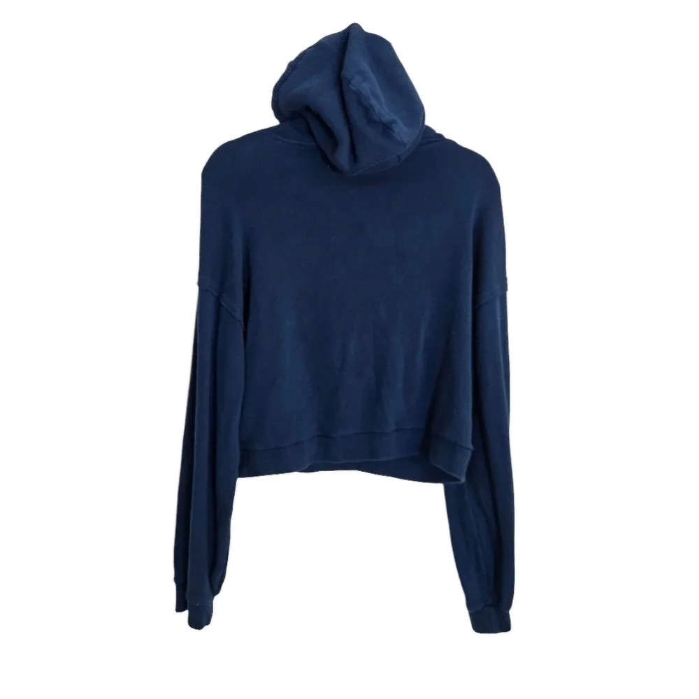 FP Beach by Free People Blue Cropped Relaxed Fit Sweatshirt Hoodie size Small